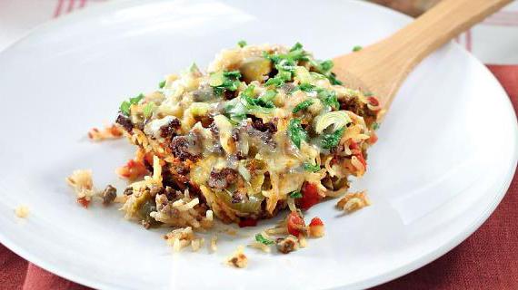 Американский запеченный хэш с говядиной и рисом