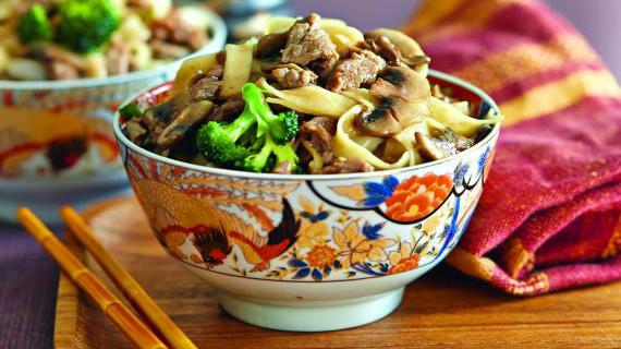 Вкусное китайское блюдо с говядиной, лапшой и свежими овощами, идеальное для семейного ужина