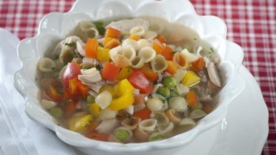 Ароматный куриный суп с мини-пастой и овощами