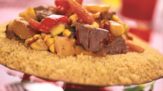 Ароматный кускус с говядиной и овощным миксом