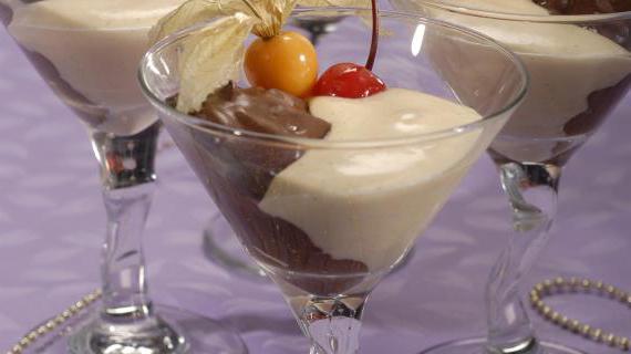 Десерт 'Два Вкуса Крема' с Шоколадом и Сливками