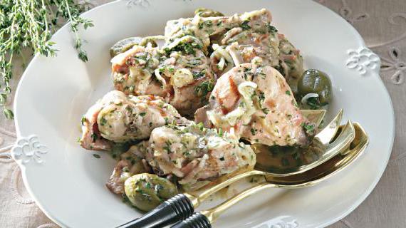 Изысканное блюдо французской кухни: кролик с оливками