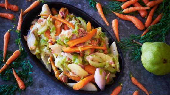 Карамелизованная морковь с фруктами, шалотом и беконом от Алена Дюкасса - изысканное сочетание вкусов
