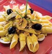 Паста с ароматным грибным соусом, шафраном и грецкими орехами