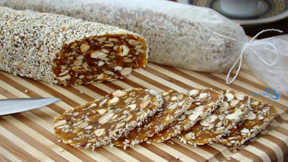 Постная колбаска из фиников с орехами и цитрусом