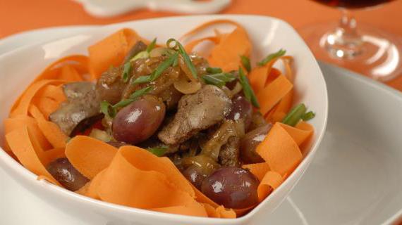 Рецепт куриной печенки с виноградом и ароматным соусом